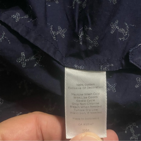 Talbots Blue Nautical Tab Sleeve Button Up - Picture 6 of 6